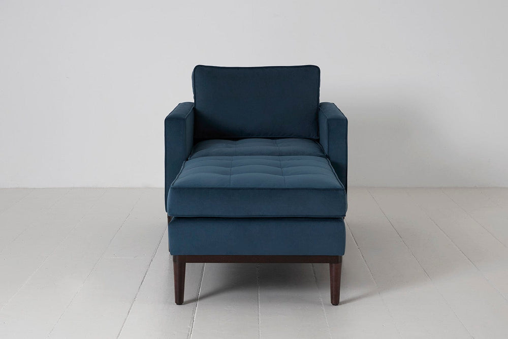 Teal image 1 - Model 02 Chaise Longue in Teal Velvet Front View