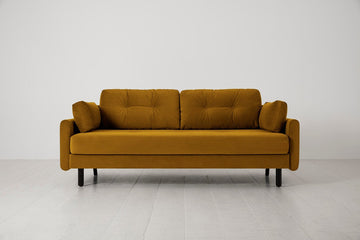 Mustard image 1 - Model 04 3 Seater in mustard Velvet Front View